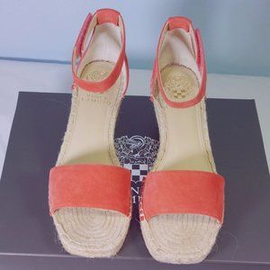 Vince Camuto Jesla Coral Suede Espadrille Wedge Sandal, 7 Wide,  Worn 1X